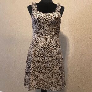 All in Favor Womens Mini Dress Animal Print Scrunched Straps Size Medium